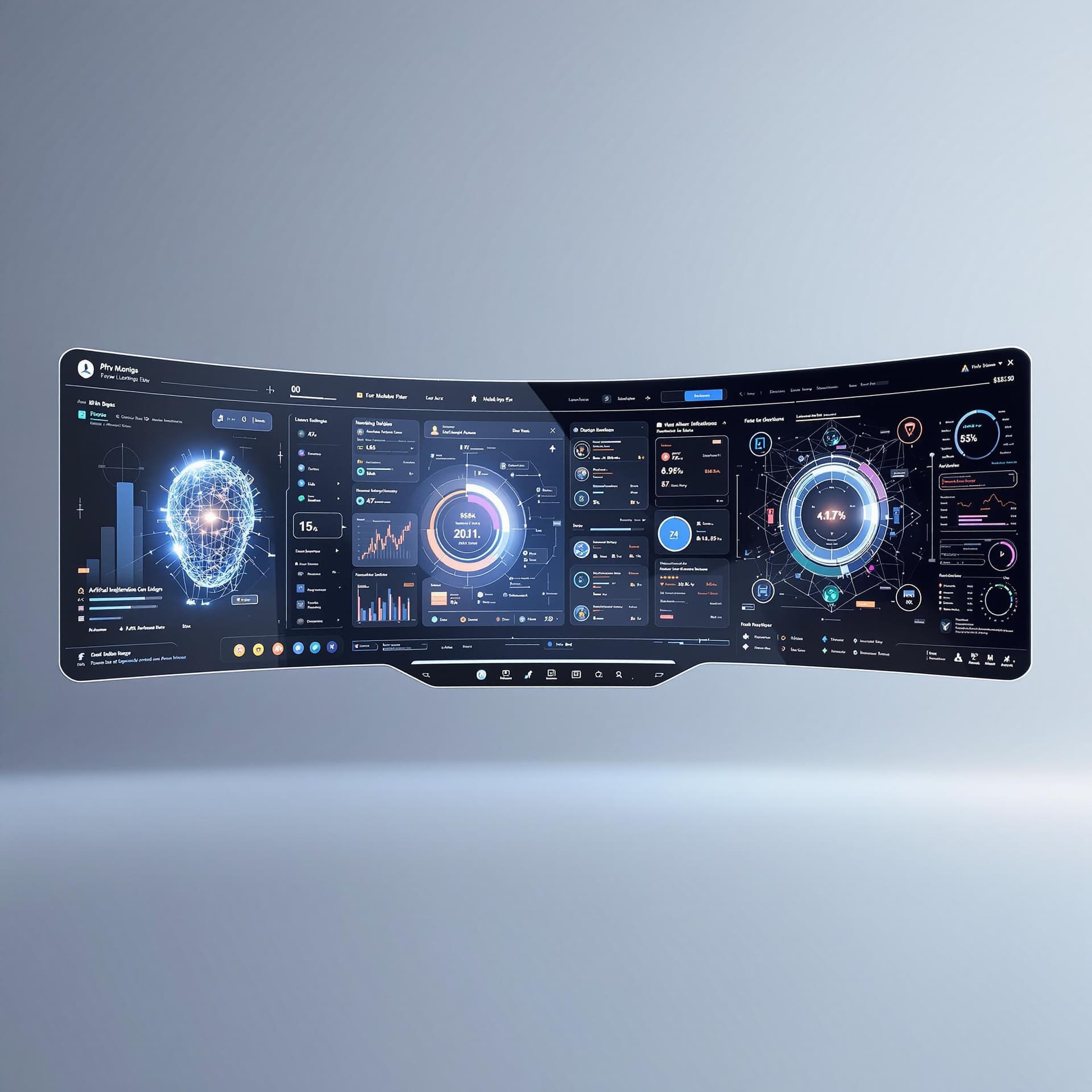 AI generated: User interface of a futuristic artificial intelligence software tool, sleek design, holographic disp...