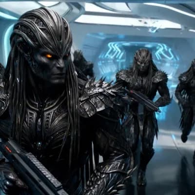 AI generated video: A cinematic, ultra-realistic sci-fi corridor scene inside a sleek alien facility. The environment is...
