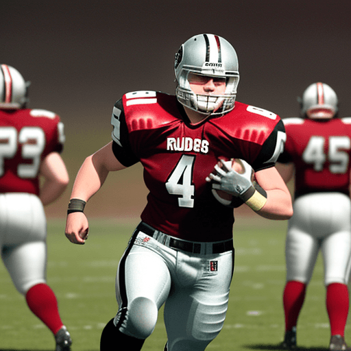 AI generated: 2002 fulda raiders football team's fullback, number 45 Cody Bell also known as the bus. High school ...