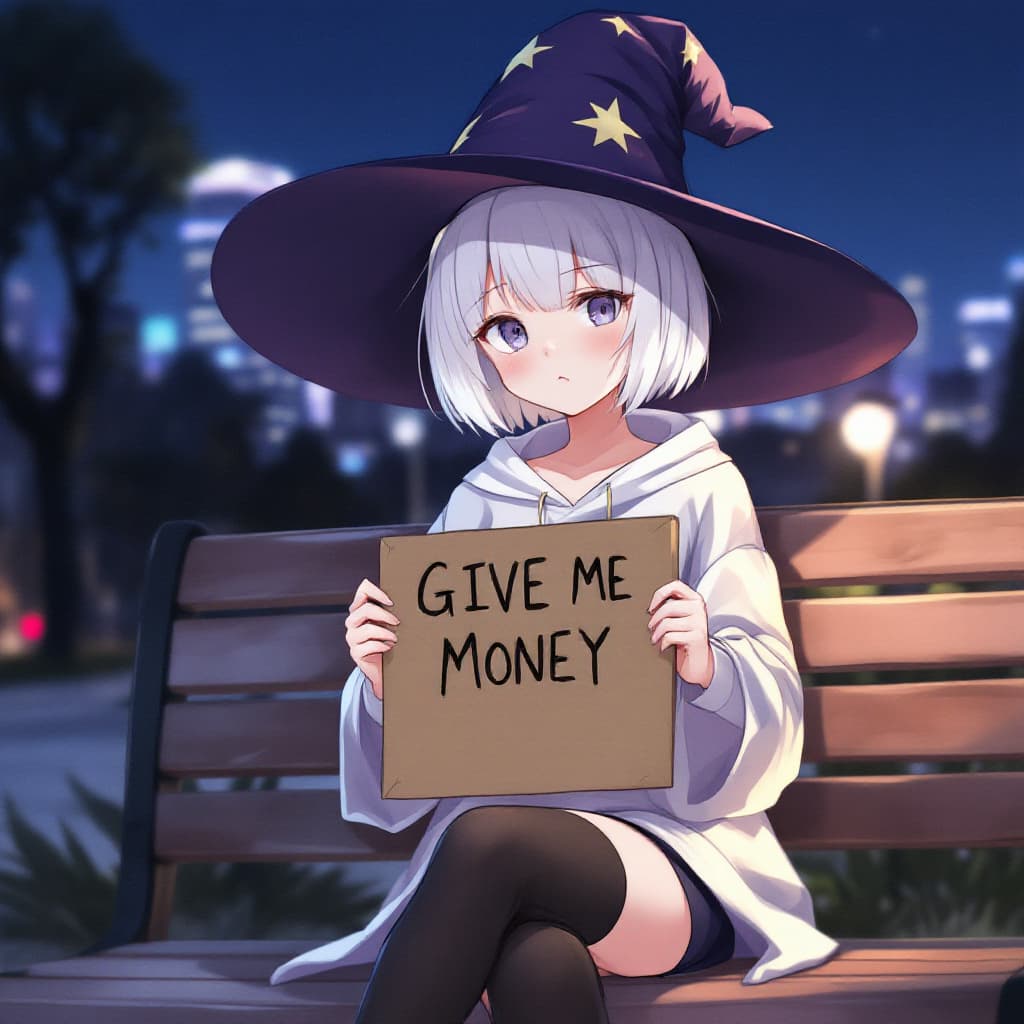 AI generated: 1lady, solo, cute, white short hair, wizard hat, close-up, shaded face, (clothes:2.0) , oversized sh...