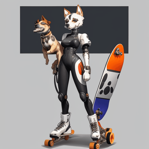 AI generated: image of a cyborg dog, the dog breed should be a lagotta romagnola - it should be white base with br...