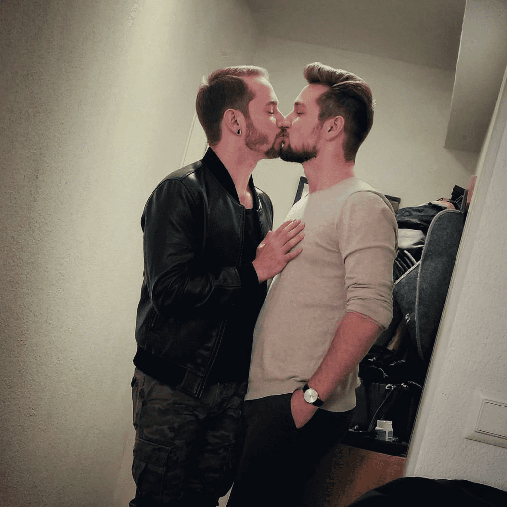 AI generated: The guys share a romantic kiss.