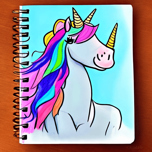 AI generated: a sweet childish comic unicorn in sketchbook style