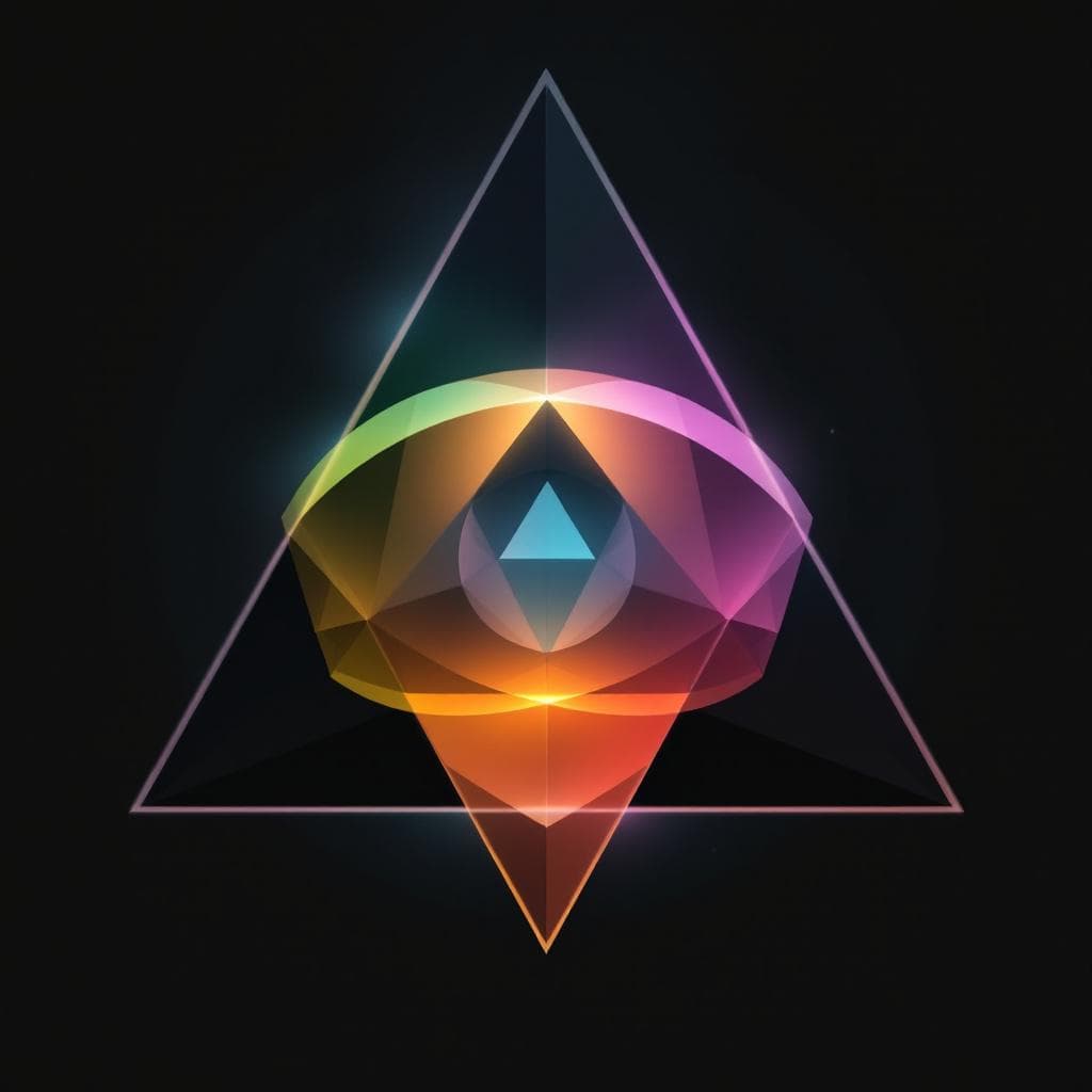 AI generated: Create an image of 

Industry Sigil: The Tri-Mask Prism

Three overlapping masks rendered as sim...