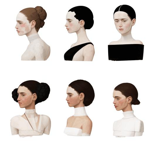 AI generated: a series of [people] are shown in fashion, in the style of small brushstrokes, white background, sim...