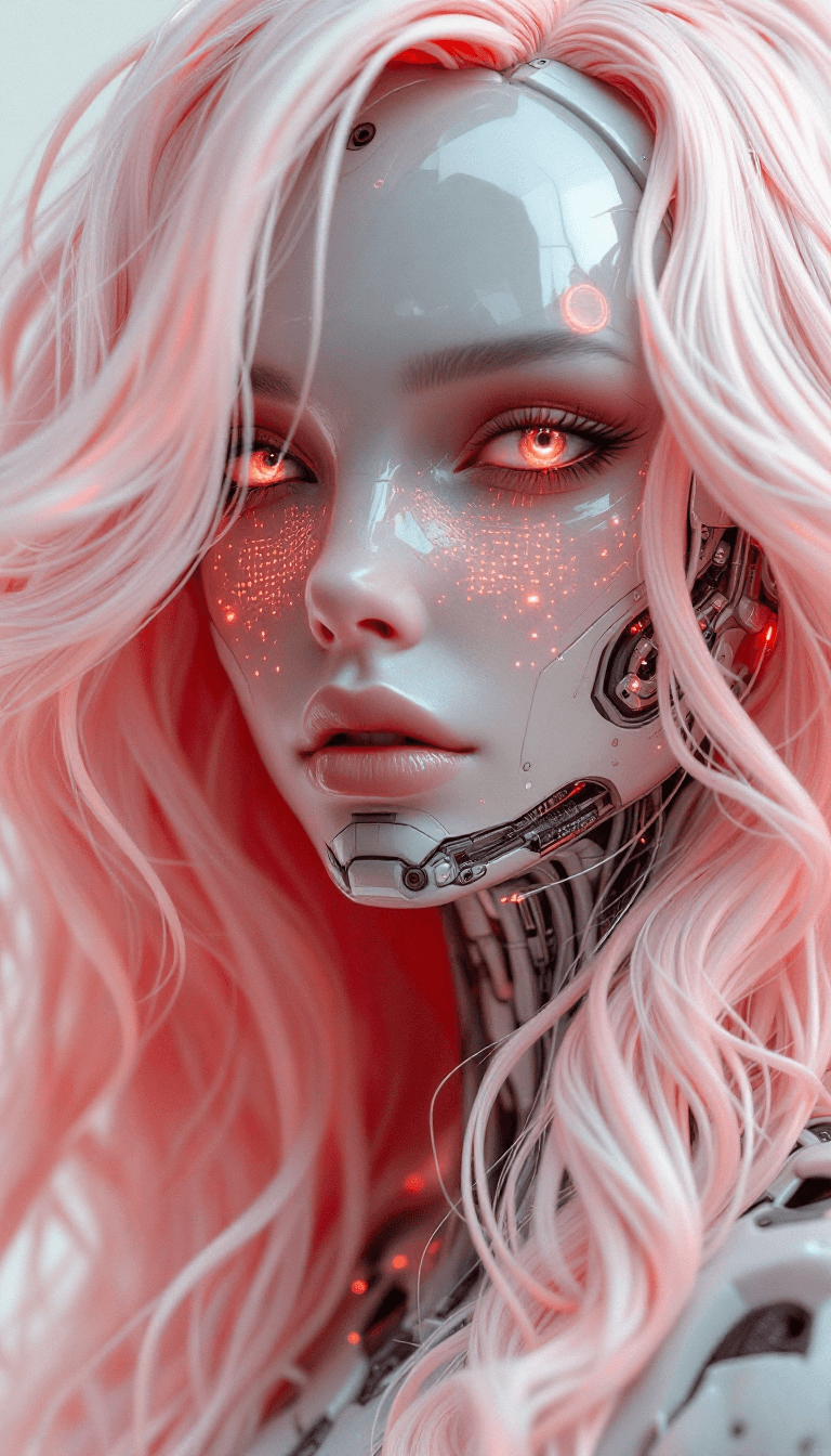 AI generated: Character Sheet, Long wavy,light pink hair,complex 3d render ultra detailed of a beautiful porcelain...