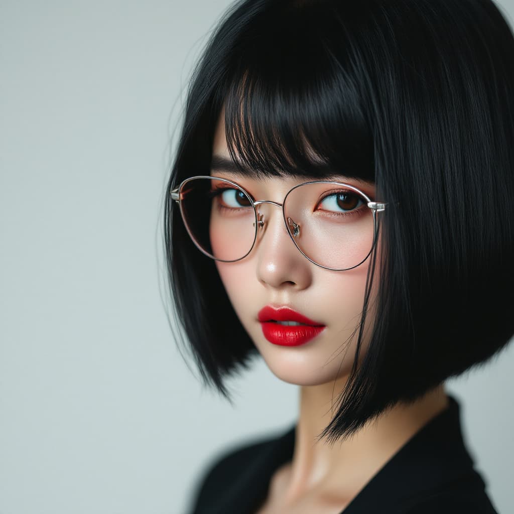 AI generated: Close-up portrait of a woman from Asia, the woman has a modern style, hair reaching the level of the...