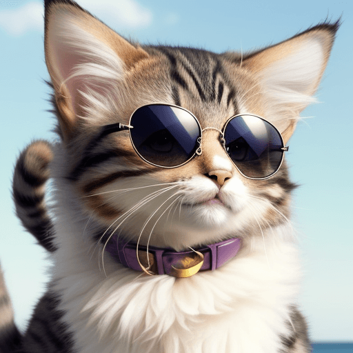 AI generated: cute cat with fluffy hair and sunglasses