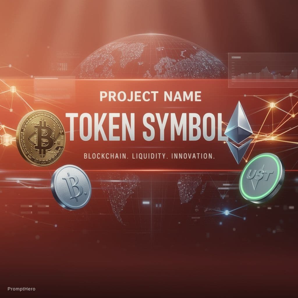 AI generated: Create an ultra-premium cryptocurrency project banner with a powerful futuristic financial technolog...