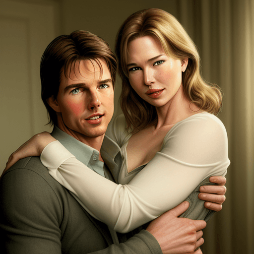 AI generated: a realistic photo of Tom Cruise with Renée Zellweger. 