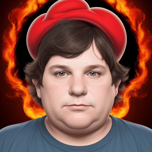 AI generated: Javier Milei 55 years old,  fat, short hair, with double chin, with a mickey mouse hat in his head, ...