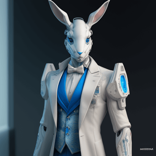 AI generated:  cybernetic| cyberpunk male rabbit| hyperrealism| highly detailed| intricate details| carved by mich...