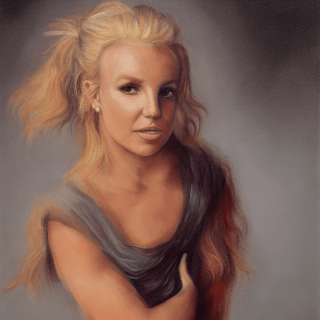 AI generated: (Britney Spears in the style of portrait and landscape - Rembrandt paint)