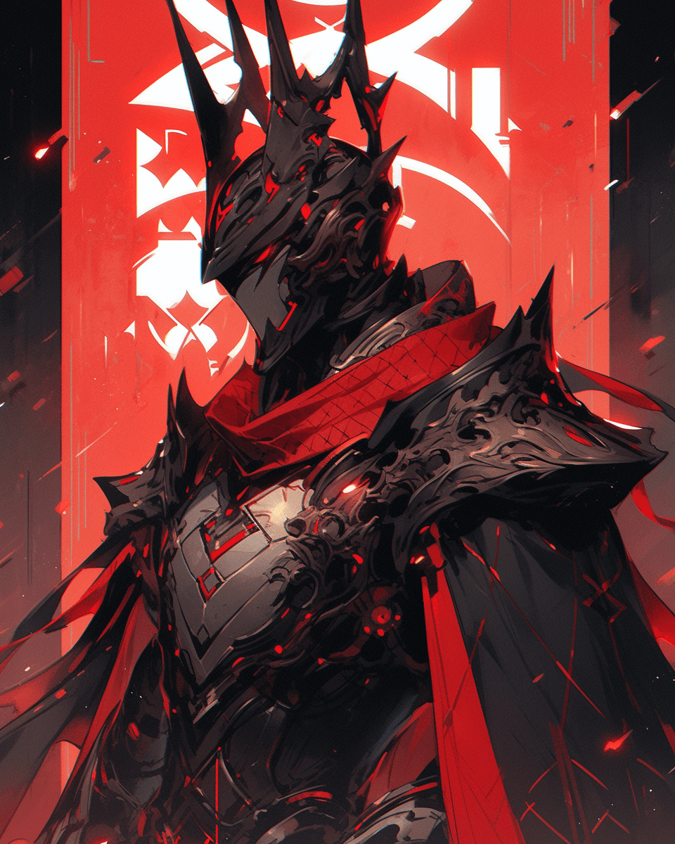 AI generated: a fantasy version of the king of wrath, in the style of mecha anime, light black and red, yanjun che...