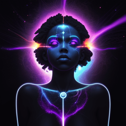 AI generated: /imagine: prompt: Double-exposure photo
of a. adina's body& head art, in the style of cosmic rays, s...