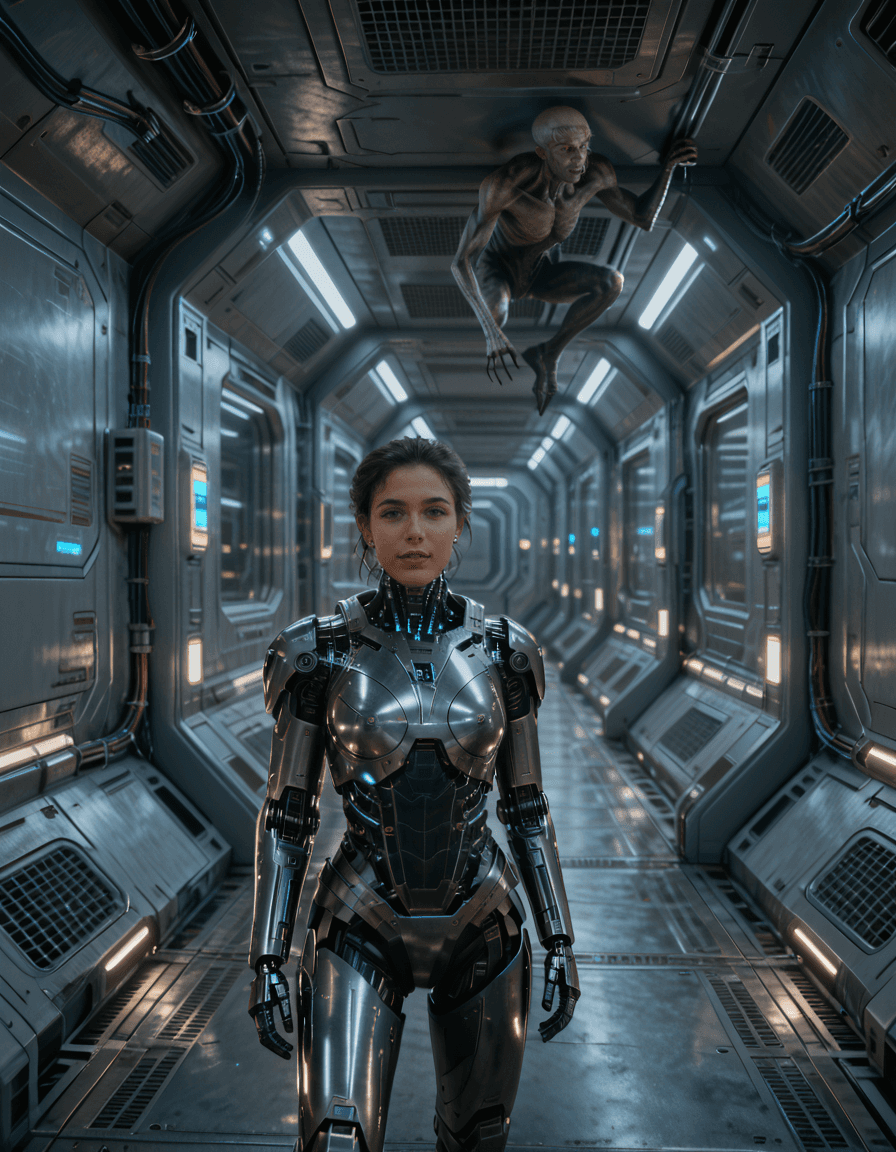 futuristic spaceship corridor pony