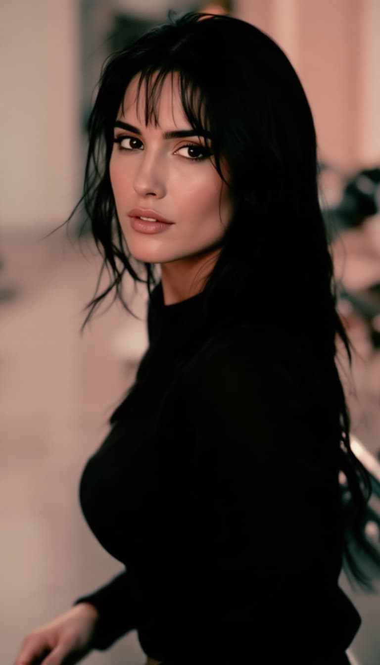 AI generated: A Close up view of Jennifer Connelly, polarized photo 