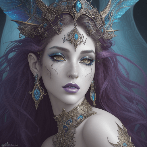 AI generated: A stunningly intricate (((close-up portrait))), capturing the essence of a (((Siren))) in a dazzling...