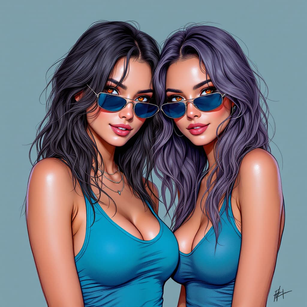 AI generated: This is a digital drawing in a detailed, realistic style. It features cyberpunk warriors woman with ...