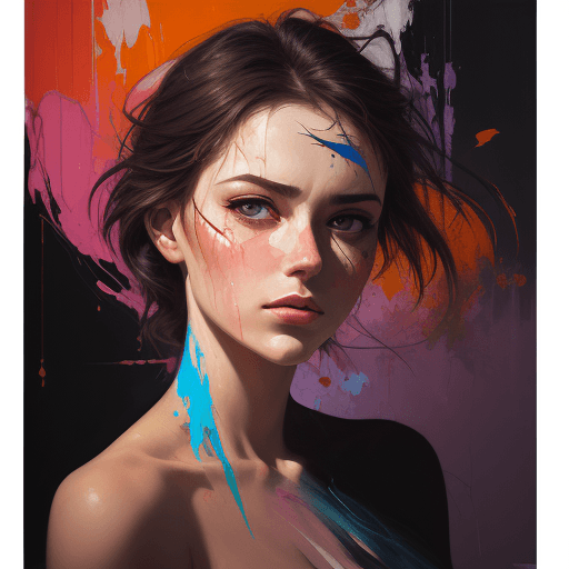 AI generated: an painting on the canvas of a woman in colorful tones, in the style of martin ansin, cracked, seren...
