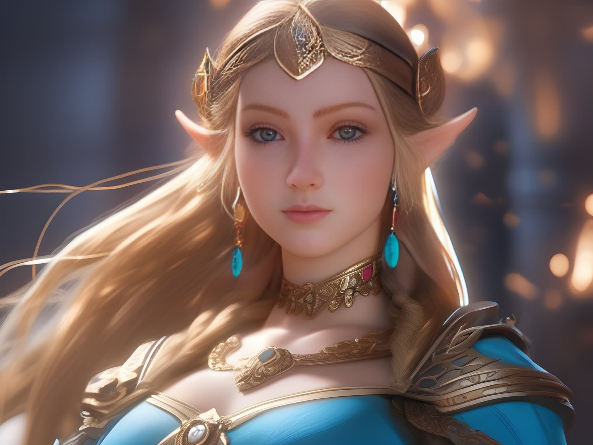 AI generated: Beautiful Princess Zelda with perfect body and face, action scene, 8k, High detail RAW color photo, ...