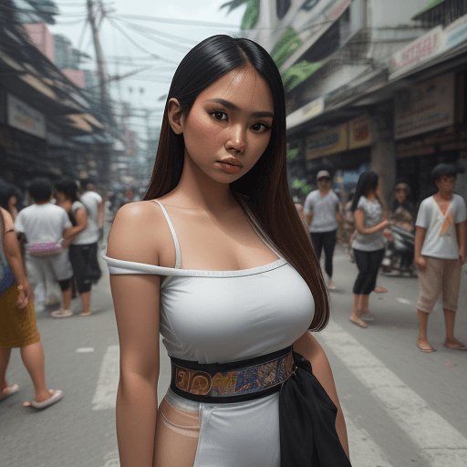AI generated: ultra-realistic photo of a beautiful filipina woman, shot on a Sony a7III, on the street in Manila, ...