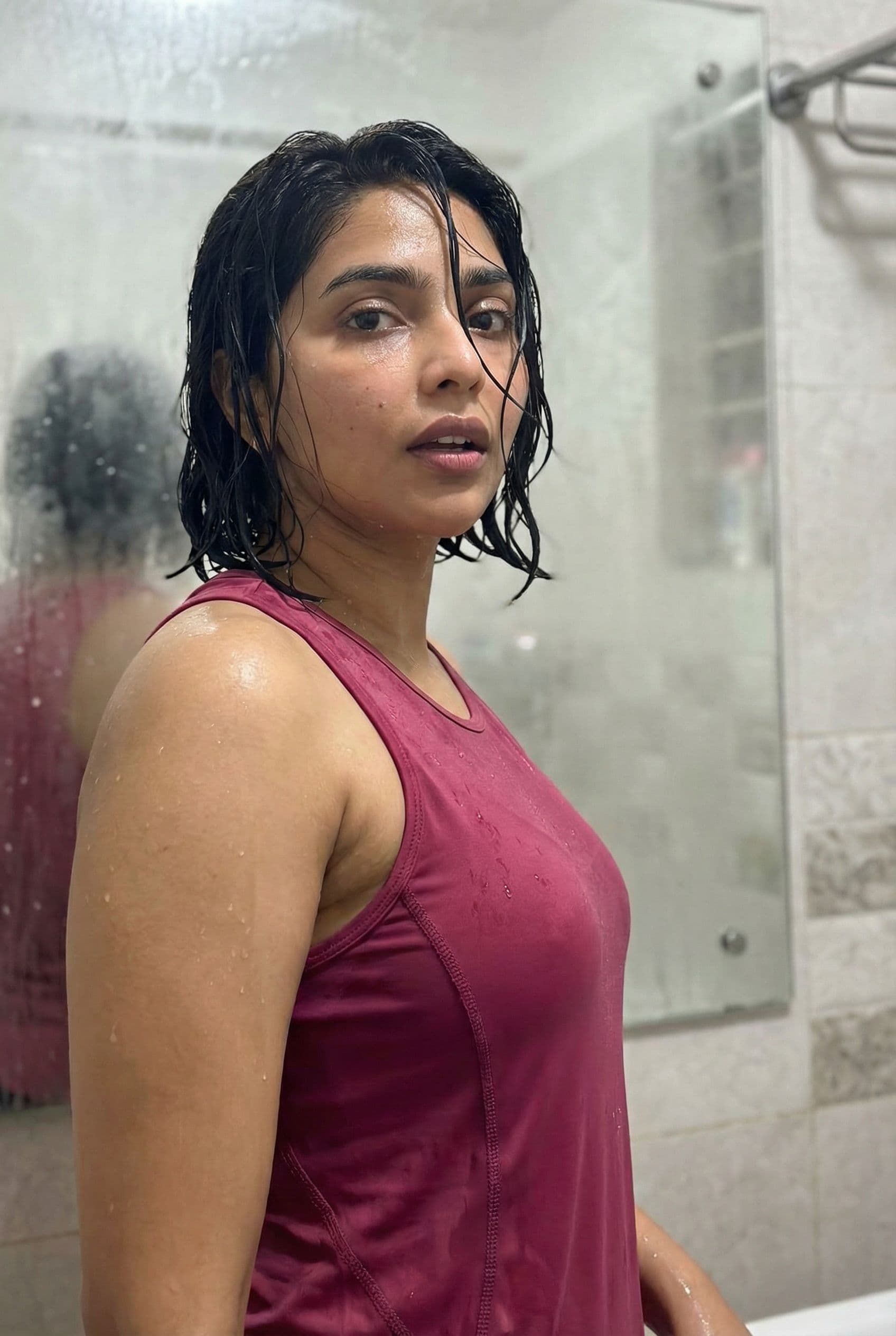 AI generated: wet sexy steamy sleeveless 
