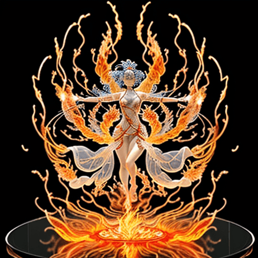 AI generated: A crystal clear glass art of a transparent glass sculpture of a beautiful female Jinoh goddess clad ...