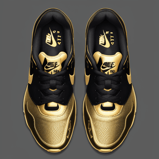 AI generated: Sneaker design, nike, Golden With Black, insanely detailed,