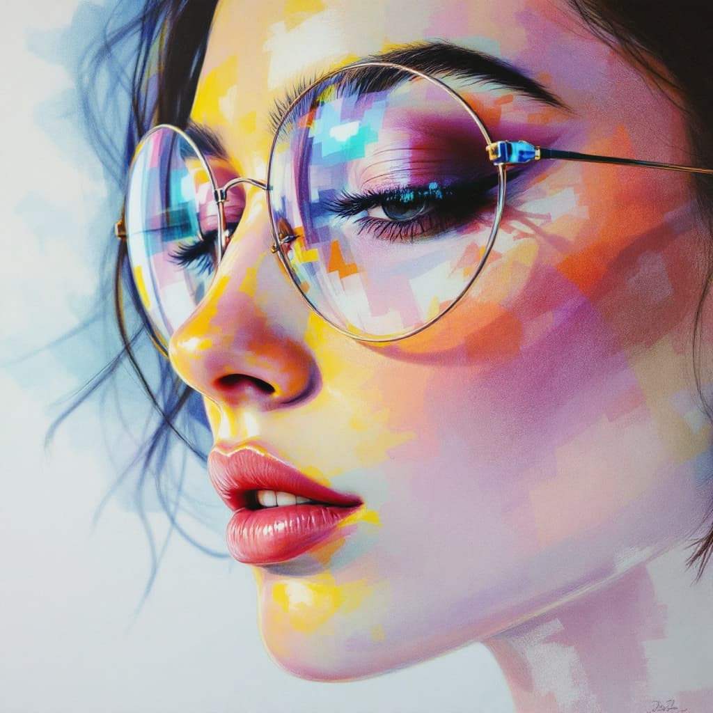 AI generated: color drawing of a woman's face, daz3d, blink-and-you-miss-it detail, emotional landscapes, realisti...