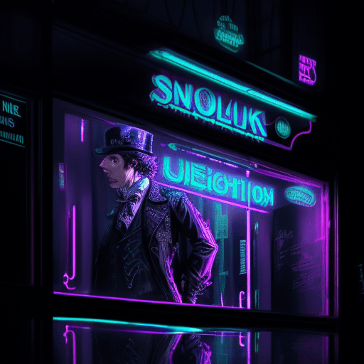 AI generated: Sherlock Holmes neón punk Ultra-detailed neon lights reflections, reflection mapping, intricate desi...