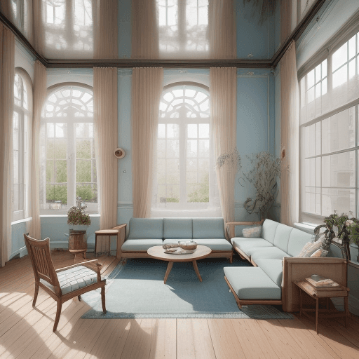 AI generated: High resolution photography interior design, dreamy sunken living room conversation pit, wooden floo...