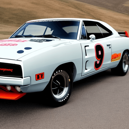 AI generated: dodge charger 1970 rally car inspired by Porsche classic rally cars