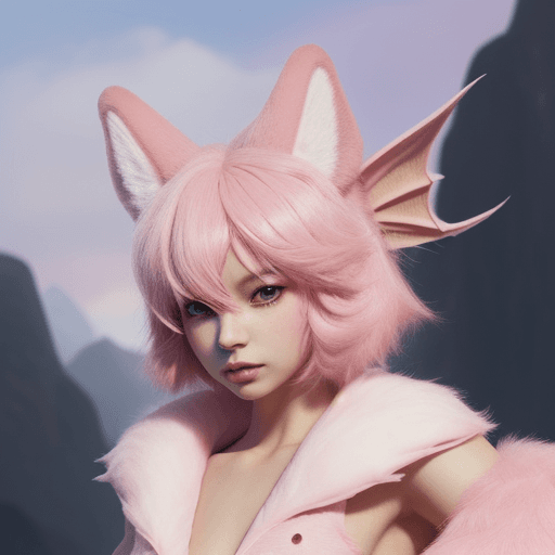 AI generated: Pink furry dragon, feminine , male, Anthro, animal