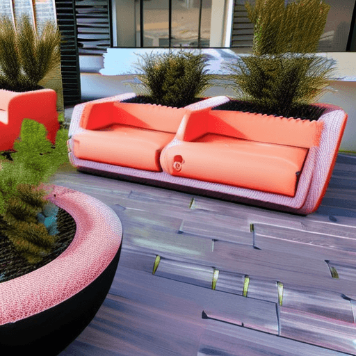 AI generated: high resolution photography landscape design, absolutely open space snack-bar and blended with the g...