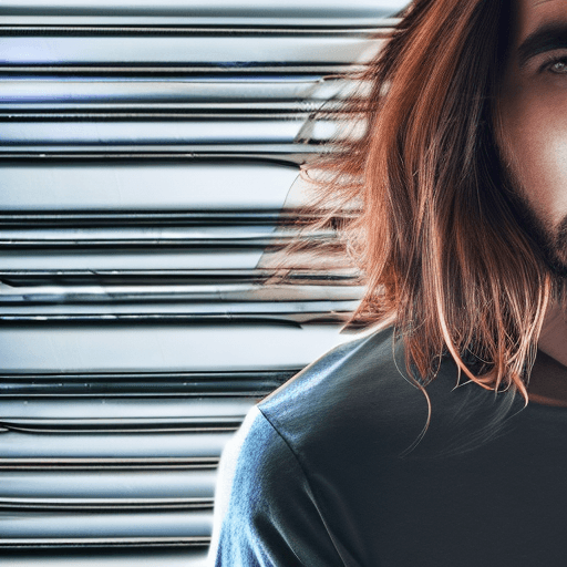 AI generated: , man, model pose, minimalist, stylish nessy long hairstyle, beard, profound gaze, solid white envir...