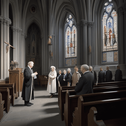 AI generated: episcopal rector, talks to a small group of church people, Cathedral Church of Saints Peter and Paul...