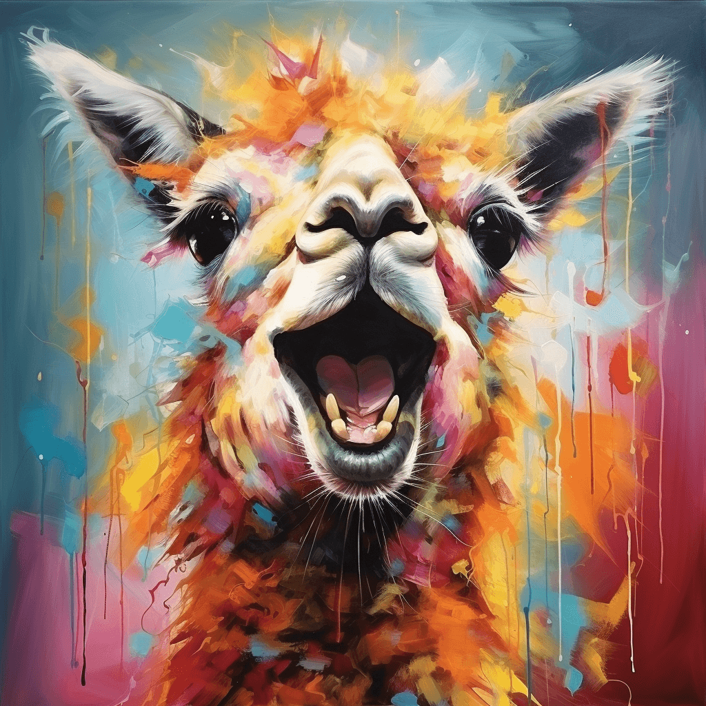 AI generated: Picture a cute llama depicted in a playful and joyful manner, exuding a sense of fun and cheerfulnes...