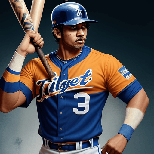 AI generated: "Generate an image depicting a powerful tiger, dressed in the iconic blue uniform of the Tigres del ...