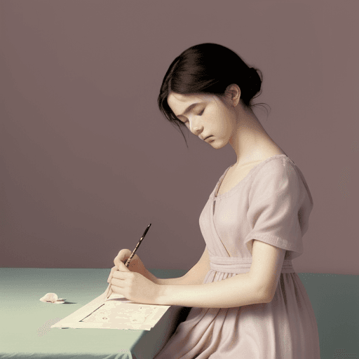 AI generated: A contemplative artist, sketching a still life, in the style of Felice Casorati, a muted palette, wi...