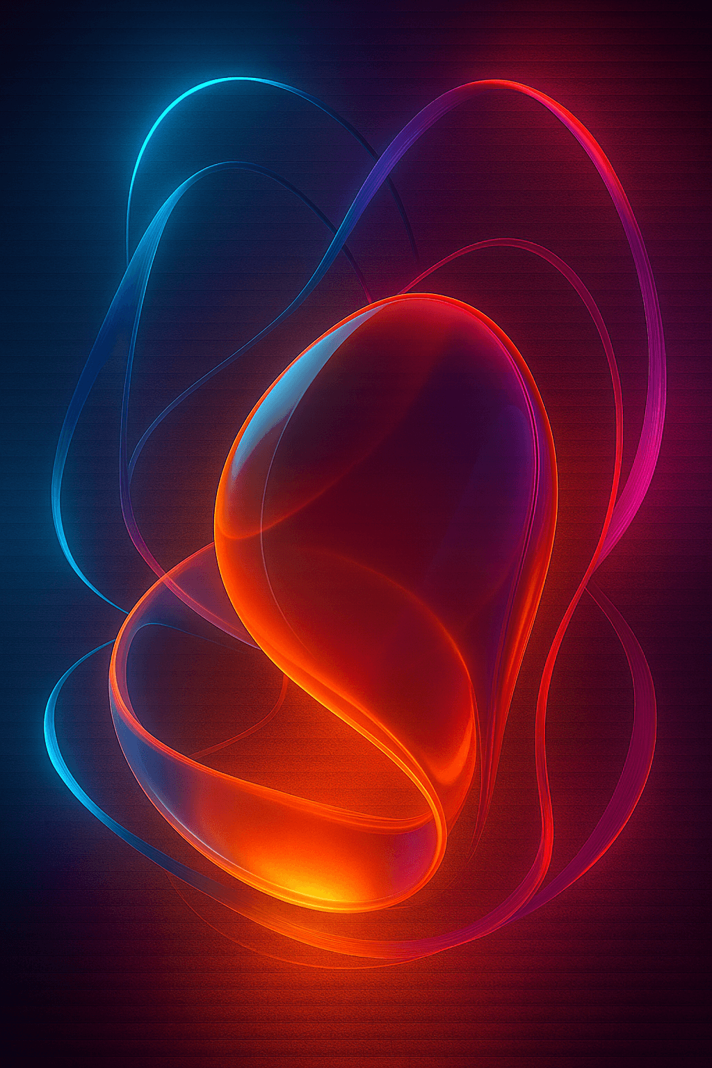AI generated: Abstract 3D gradient shapes with smooth glass-like surfaces, layered translucency, glow edges, minim...