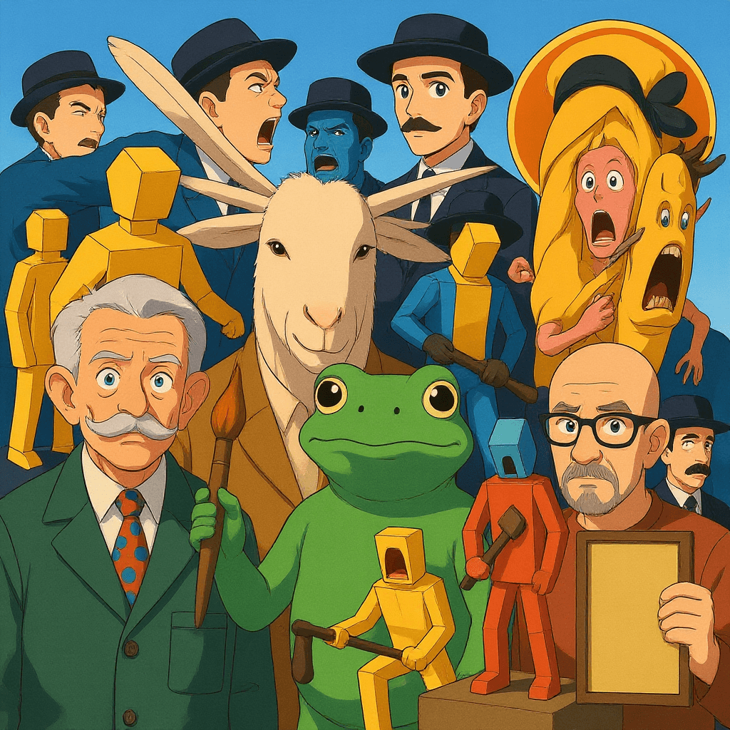 AI generated: a collage of these characters in the style of a japanese anime studio from the 80s with gundam wing ...