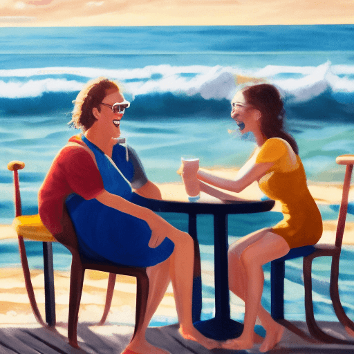 AI generated: Sitting in a seaside cafe, sipping coffee, and smiling as the waves gently crash nearby. The atmosph...