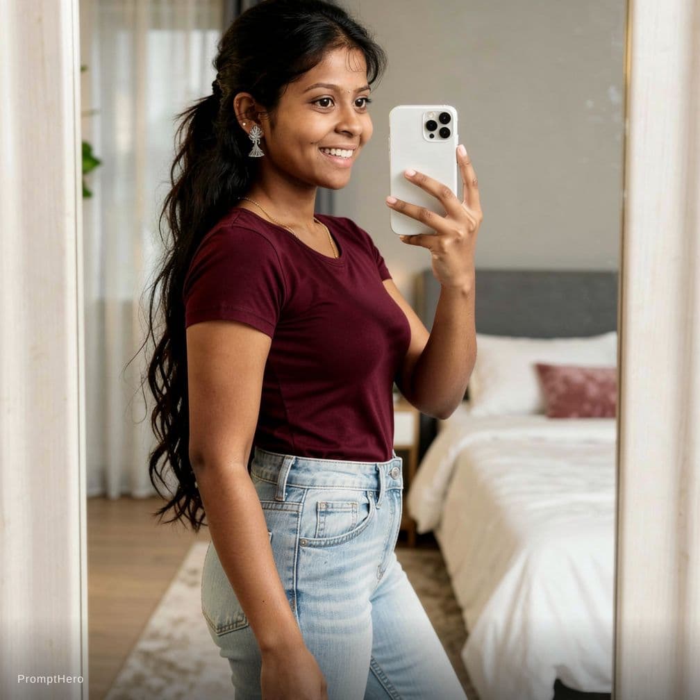 AI generated: {
"subject": {
"description": "Young woman with a curvy, athletic physique, captured from the rear a...