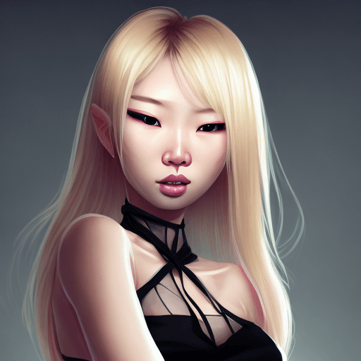 AI generated: blond woman with a choke and a black top posing for a picture, asian girl, sexy girl, inspired by Ya...