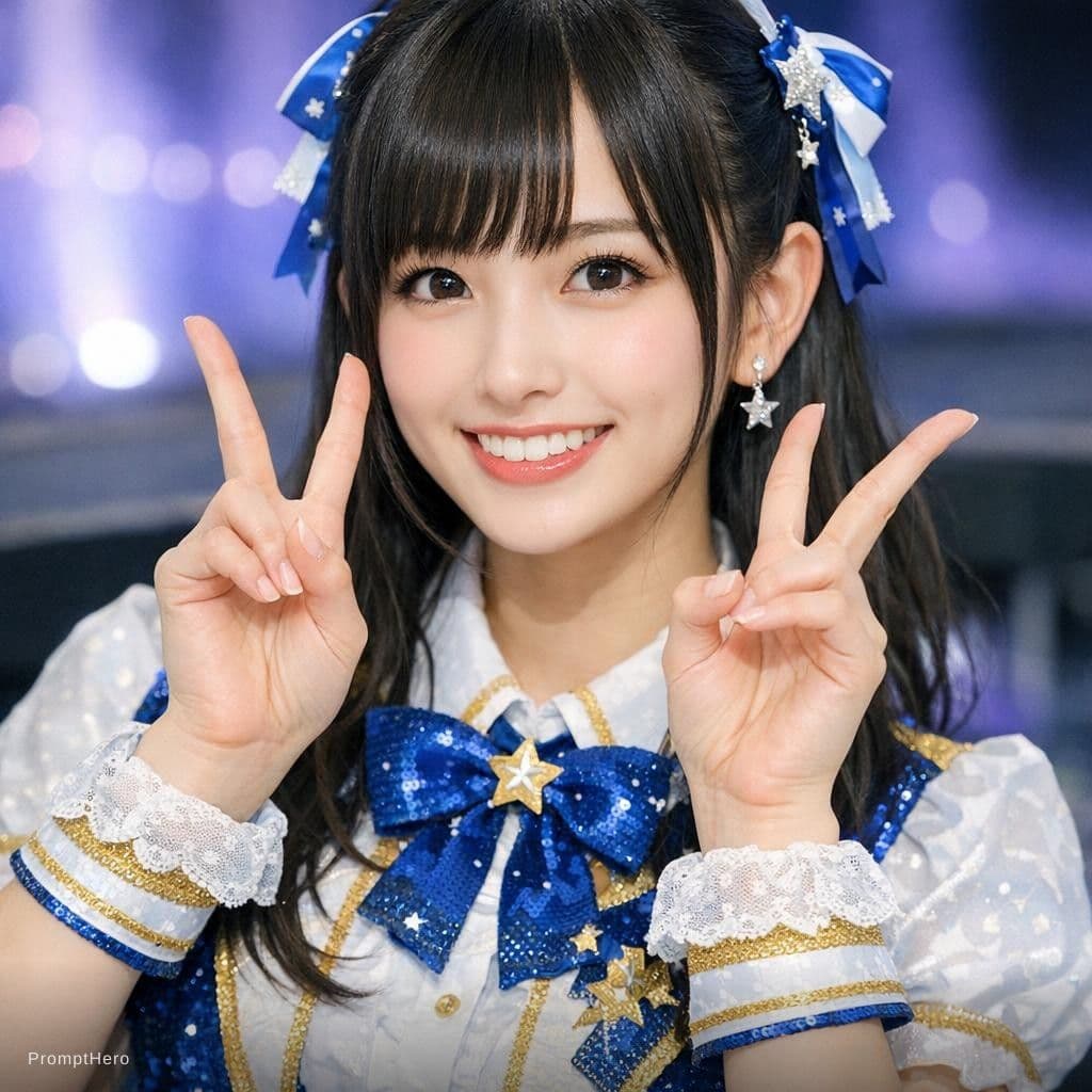 AI generated: Hoshimi miyabi peace sign
