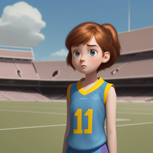 AI generated: Photo animated pixar about one girl , médium bronw heir, sport dress