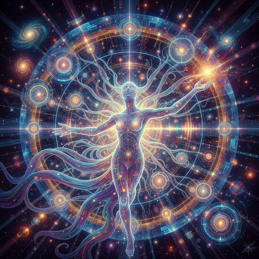 AI generated: Psychedelic, surreal, highly creative. A stunning illustration of an ethereal neural network organis...