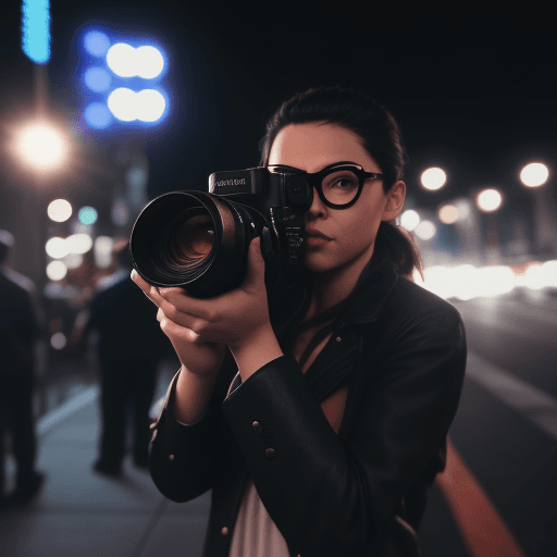 AI generated: someone taking pictures in hollywood with a camera flash