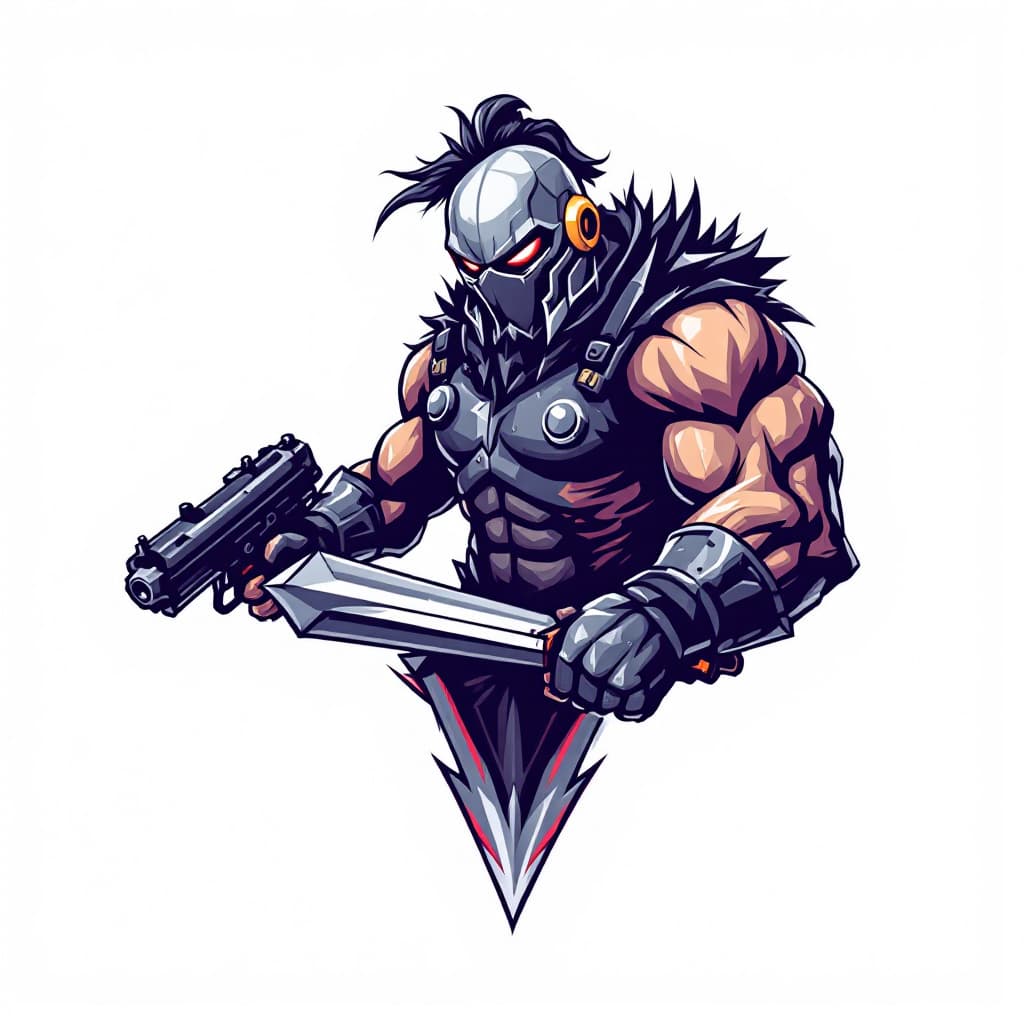 AI generated: 3d gaming logo kill steeling  character war fighter 
